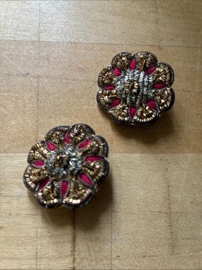 SOLD Pair of Handmade Vintage Brooches from India!